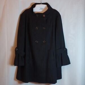 AB Studio Black Mock Collar Double Breasted Jacket/Coat. 14